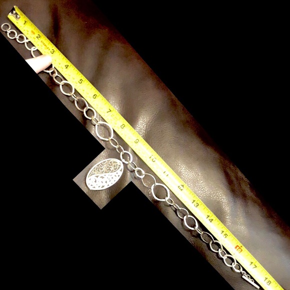 LOIS HILL Yin Yang Cut Out Granulated Oval Pendant Oval Link Toggle Necklace 925 - Picture 10 of 16